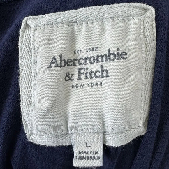 Vintage Y2K Abercrombie Large Hoodie Pullover Spell Out Logo Pockets - Picture 6 of 8